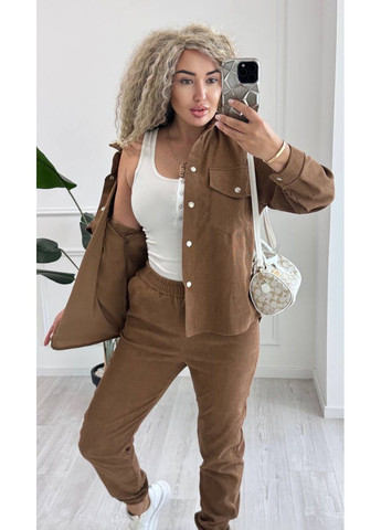 Костюм мікровельвет штани Джогери та сорочка на кнопках Україна (353378546)