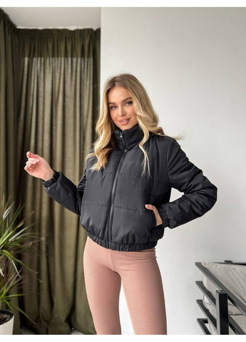 Черная демисезонная куртка плащевка + синтепон 150 No Brand