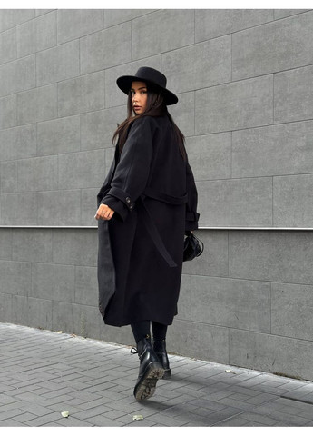 Черное демисезонное Женское пальто из турецкого кашемира на саржевой подкладке — стиль и комфорт (замеры в описании) Vione