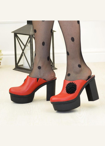 Жіночі шкіряні сабо на високих підборах. Колір червоний. Розміри 38, 39 Vasha para (327878736)