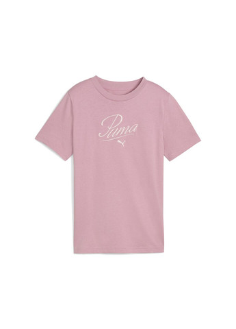 Розовая демисезонная детская футболка essentials script tee youth Puma