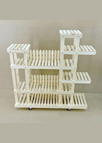 Подставка для цветов из дерева Бемао с колёсиками бланже (ЦВТ-110401) No Brand (328227395)