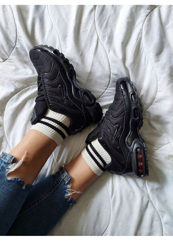 Кроссовки женские Nike Air Max Plus Triple Black 604133-050 Найк Аир Макс ТН No Brand чёрные демисезоны (366337128)