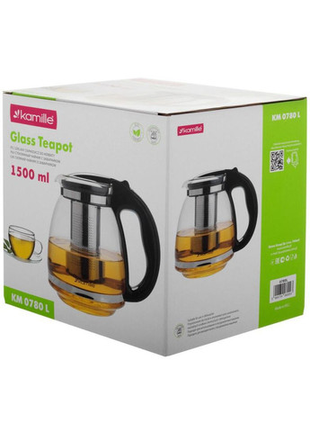 Чайник скляний заварювальний 1500мл зі знімним ситечком (0780l) Kamille (330136959)