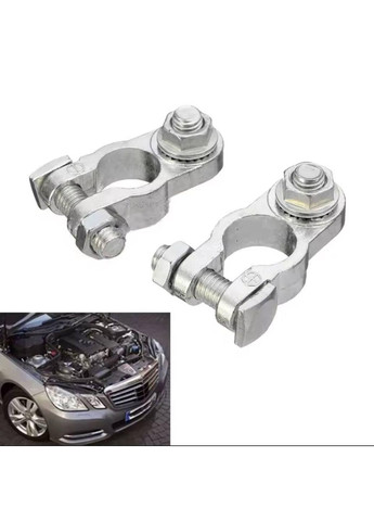 Клеммы аккумуляторные автомобильные набор 2 шт (+ и -) серебряный (R051631) Icar (368833843)