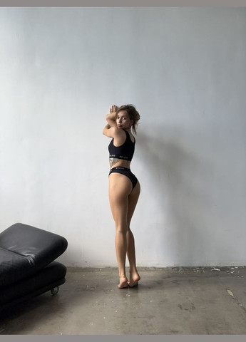 Чорний комплект жіночої білизни (топ+труси), чорний Reload