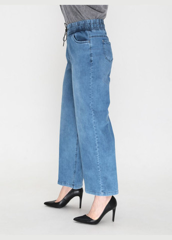 Джинсы женские голубые широкие палаццо с резинкой на поясе Палаццо Adorati - (322999521)