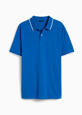 Синяя футболка-поло из хлопка для мужчин C&A однотонная