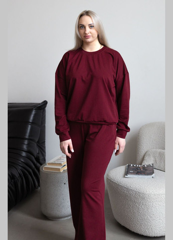 Брючный костюм-двойка из двунитки на весну-лето бордовый Capricious 104 (325834961)