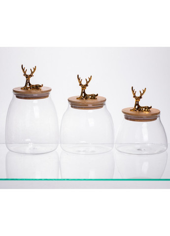 Набор банок для хранения 3 штуки с бамбуковыми крышками 0.5/08/1 л 64486-55 Yiwu (368718025)