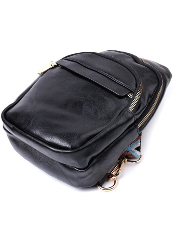 Сумка невеликого розміру з однією лямкою через плече з гладкої екошкіри 22770 Чорний Vintage (303877168)