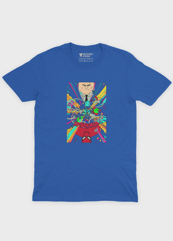 Синяя демисезонная футболка для мальчика с принтом супергероя - человек-паук (ts001-1-brr-006-014-022-b) Modno