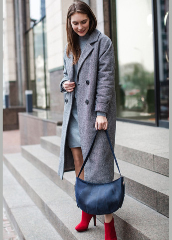 Шкіряна жіноча сумка Круасан синя (A-026254) BlankNote сумка бохо (327874120)