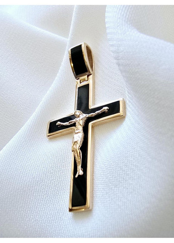 Золотой крестик с распятием и черной эмалью SOVA (3,2см х 1,6см) 3108765101-1п SOVA jewelry house (365268279)