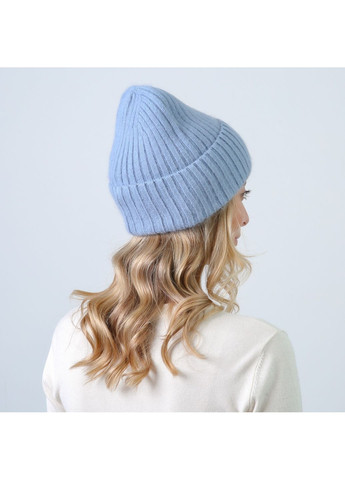 Шапка біні жіноча віскоза з ангорою блакитна КАМАРІ LuckyLOOK 873-476 (350197166)