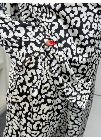 Черная всесезон женская шелковая пижама двойка брюки и рубашка рубашка + брюки No Brand