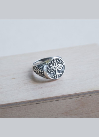 Кольцо серебряное мужская печать Дерево Жизнь с объемным рисунком Каштан (342335285)
