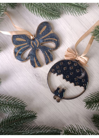 Новорічна іграшка з епоксидної смоли ручної роботи Любофф Набір з 2 Hand Made (365722519)