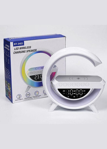 Светильник с беспроводной зарядкой для телефона BT-3401 колонка Bluetooth FM радио ночник RGB подсветка Белый TG (296925541)