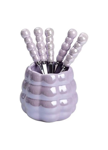 Набор десертных вилок и ложек на 3 персоны с подставкой из керамики 7 предметов HP-20-59 Yiwu (351431496)