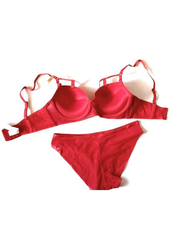 Красный комплект женского белья бюстгальтер пуш-ап со стрепами и трусики enuoanggee No Brand Класична