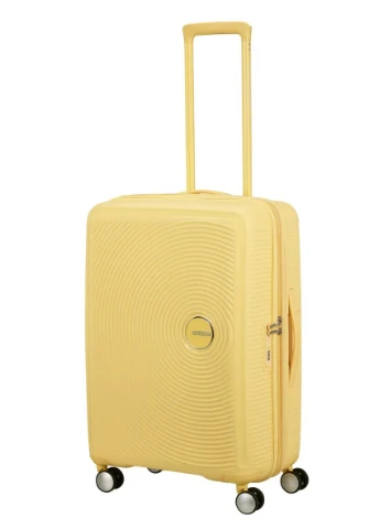 Вализа, Soundbox, полипропилен, средняя, 67 см, 71.5/81 л, TSA, 4 колеса, EXP, пастельно-желтый. American Tourister (398092612)