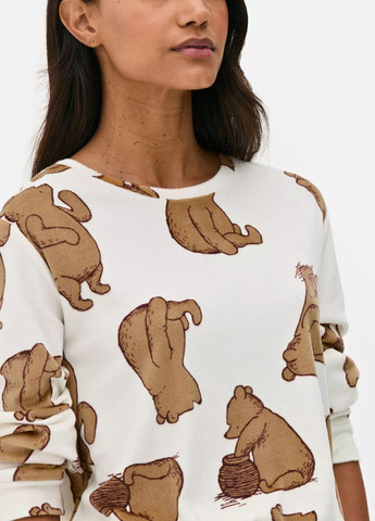 Молочная зимняя мягкий плюшевый свитшот disney для дома и сна коричневый (8521) Primark