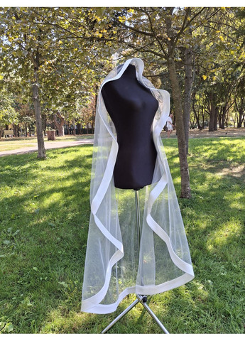 Фата з атласною стрічкою біла, молочна, айворі No Brand (369162879)