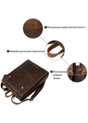Рюкзак шкіряний дорожній 14796 Коричневий Vintage (328449846)