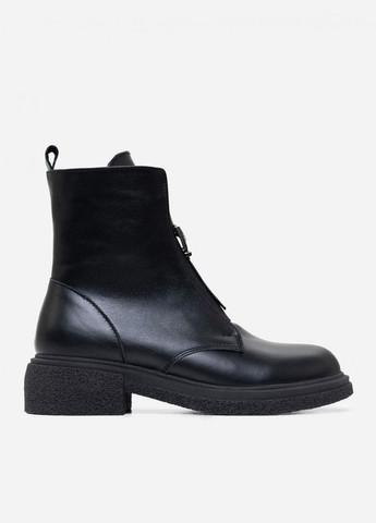 Осенние черные ботинки на байке с передней вставкой ISSA PLUS