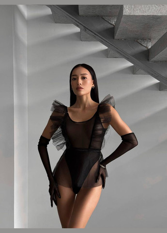 Чорний комплект жіночої білизни з перчатками Simply sexy