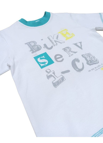 Белая летняя футболка для мальчика bike service бемби Бембі