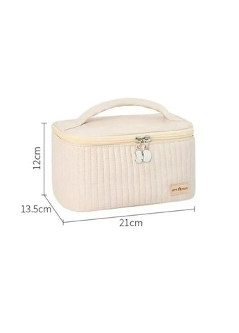 Косметичка зі штучної шкіри, дорожній органайзер для косметики Бежева No Brand (299871195)