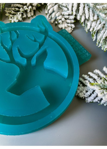 Молд голова оленя в колі з зіркою для новорічних іграшок на ялинку силіконова форма для епоксидної смоли No Brand (370566662)