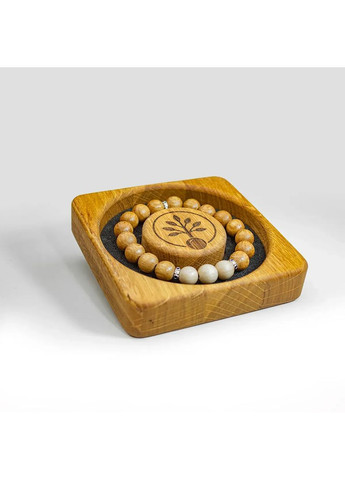 Браслет з натурального Дубу та Грабу з посрібленими роздільниками на зап’ястя 19 см Treelure (372157892)