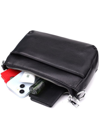 Стильна жіноча сумка з двома ремінцями із натуральної шкіри 22926 Чорний Vintage (349442750)