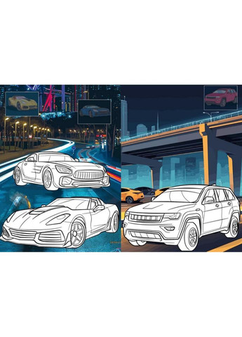 Детская раскраска со стикерами "Автопарк" CB26, 16 страниц No Brand (365638402)
