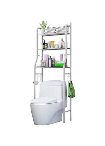 Полка над унитазом, половая полочка этажерка в ванную угловая для хранения вещей, стеллаж органайзер, металлическая белая No Brand WM-64 (303724707)