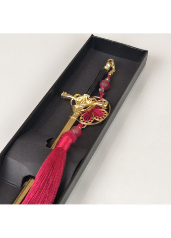 Металлическая палочка для волос Золотой Меч с красной китицей в подарочной коробоке No Brand (364506698)