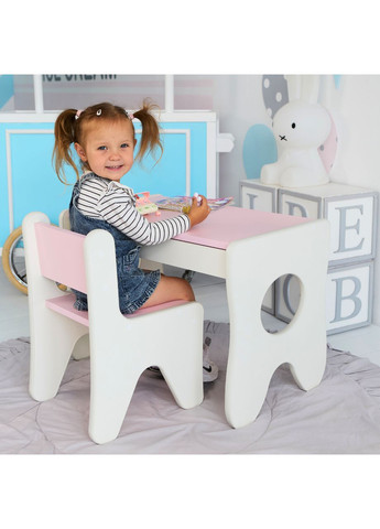 Столик та стільчик для дитини 70×45×51, дитячий гральний стіл та стілець, білий з рожевим No Brand (360920137)