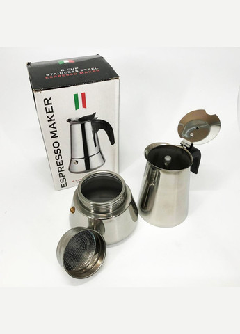 Кавоварка гейзерна UN-1902 на 6 чашок 270 мл, Гейзерна кавоварка для електроплити Unique (364664071)