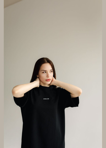 Оверсайз футболка з вишивкою чимчикує дах чорна nadiupishou (337990782)