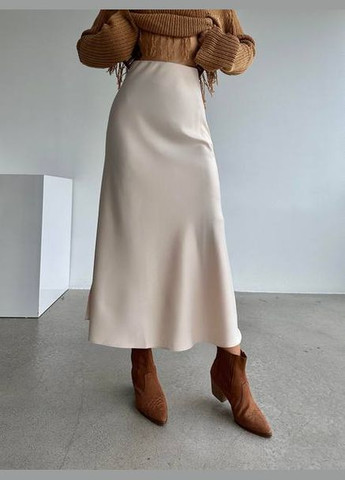 Бежева жіноча спідниця шовкова колір бежевий р.58/60 444960 New Trend