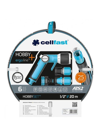 Шланг садовий набір HOBBY ATS2 шланг 1/2” 20 м + комплект з'єднувачів ERGO (16209) Cellfast (314973948)