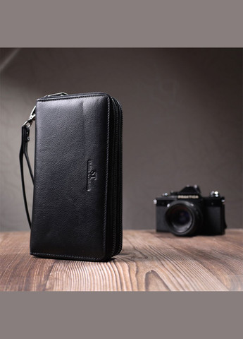 Мужской клатч на два отделения из натуральной кожи 22684 Черный st leather (331906316)