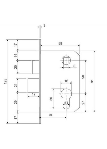 Замок врізний 0264/60-NIS/CR з ручкою Avers (361149734)