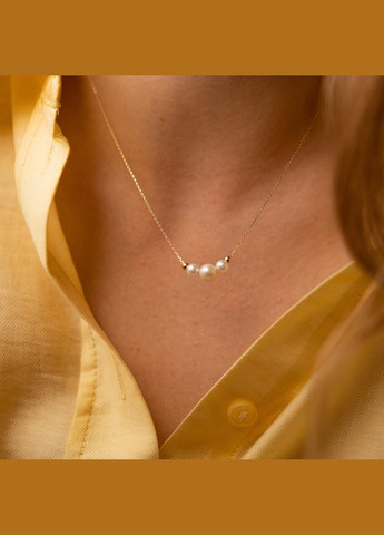 Колье с шариками и жемчугом (желтое золото) кол02405 45 Oniks (275533898)