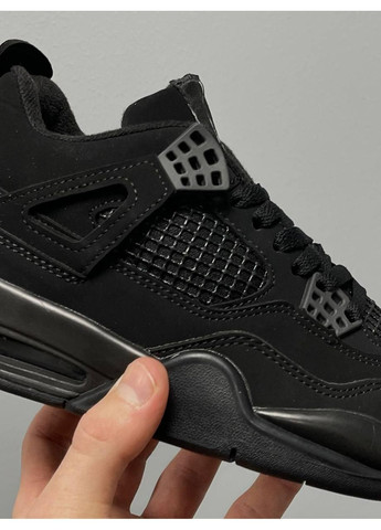 КРОСІВКИ ЖІНОЧІ NIKE AIR JORDAN 4 RETRO ALL BLACK НАЙК АІР ДЖОРДАН No Brand чорні демісезони (368888128)