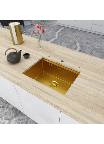 Золота мийка під стільницю з нержавійки 1.5 мм кухонна станція Nett NG-5742 (352261600)