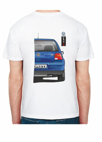 Белая футболка мужская с принтом volkswagen golf iv gti fr 307204 белая Avtolife
